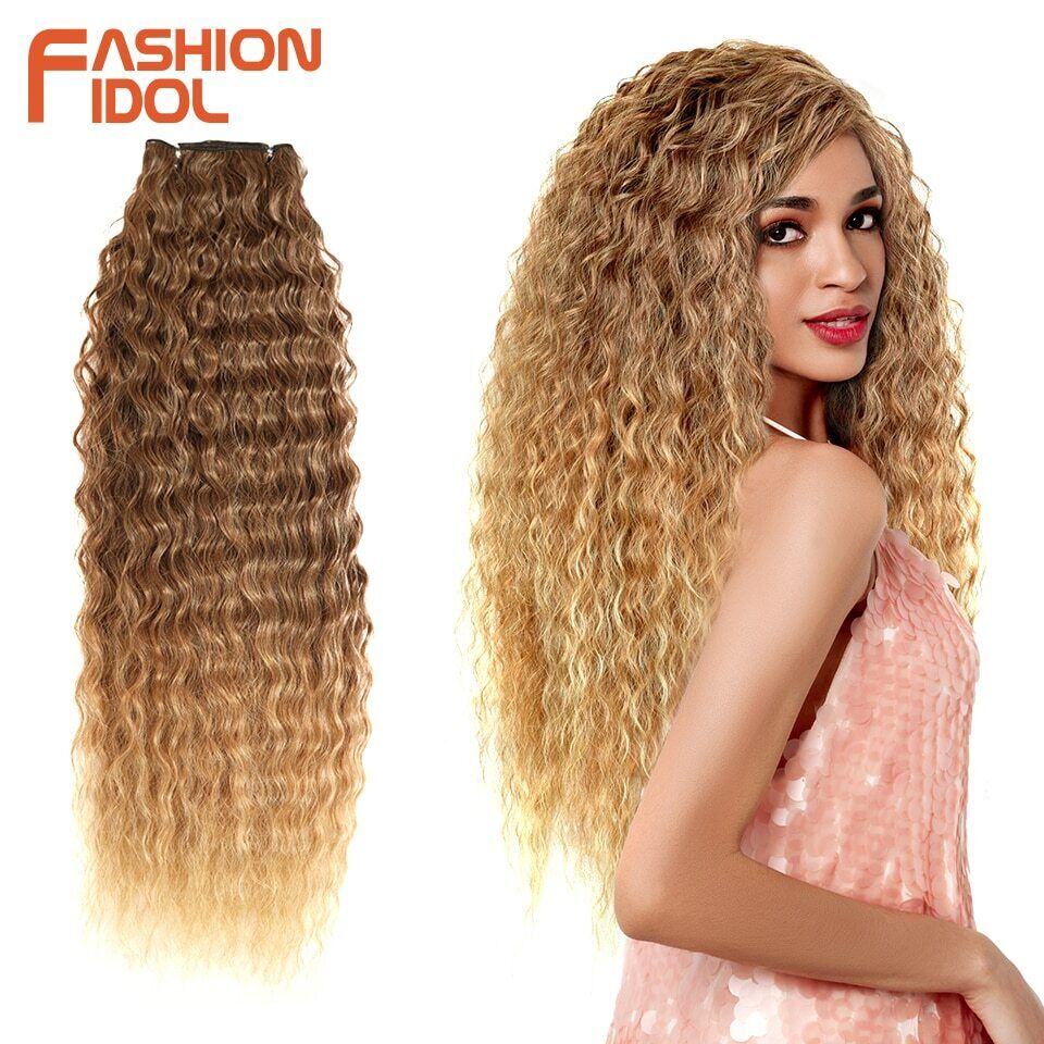 BOL Curly Organic Hair Extensions 20 24 28Inch Long Synthetic Bundles Fake  Hair for Women Water Wave Heat Resistant Full Head - AliExpress