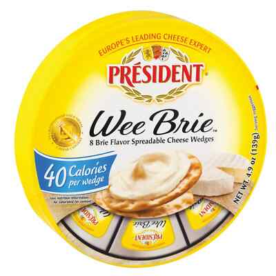 President Wee Brie Spreadable Cheese Wedges, 8 wedges each  wheel -  2 wheels