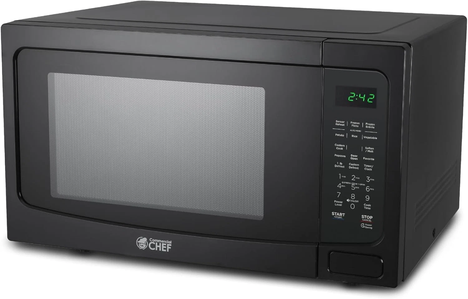 Compact 1.6 Cu Ft 1100W Microwave with 10 Power Levels & Child Lock - Black