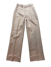 Vintage 70s Hi Rise Tan Camel Bootcut Hippie Pants Polyester Disco Wide Leg XS