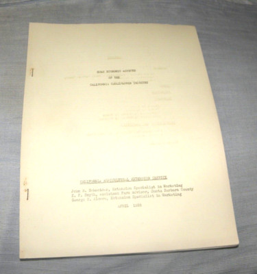 VINTAGE PUBLICATION ECONOMIC ASPECTS OF THE CALIFORNIA CALIFLOWER INDUSTRY 1938