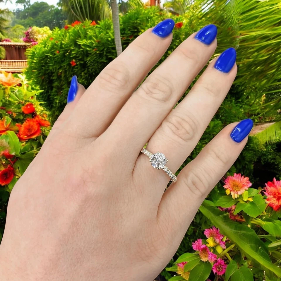 Round Cut Diamond Ring IGI Certified 1.30 Ct Lab Created 14k Yellow Gold  4 5 6 - Image 2 of 4