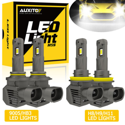 Set Bright White 9005 H11 LED Headlight Bulbs Conversion Kit High Low Beam M5S