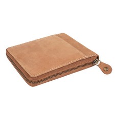 Image of Mens Wallet Real Leather Zip-Around Hunter New in Gift Box Genuine Black Brown