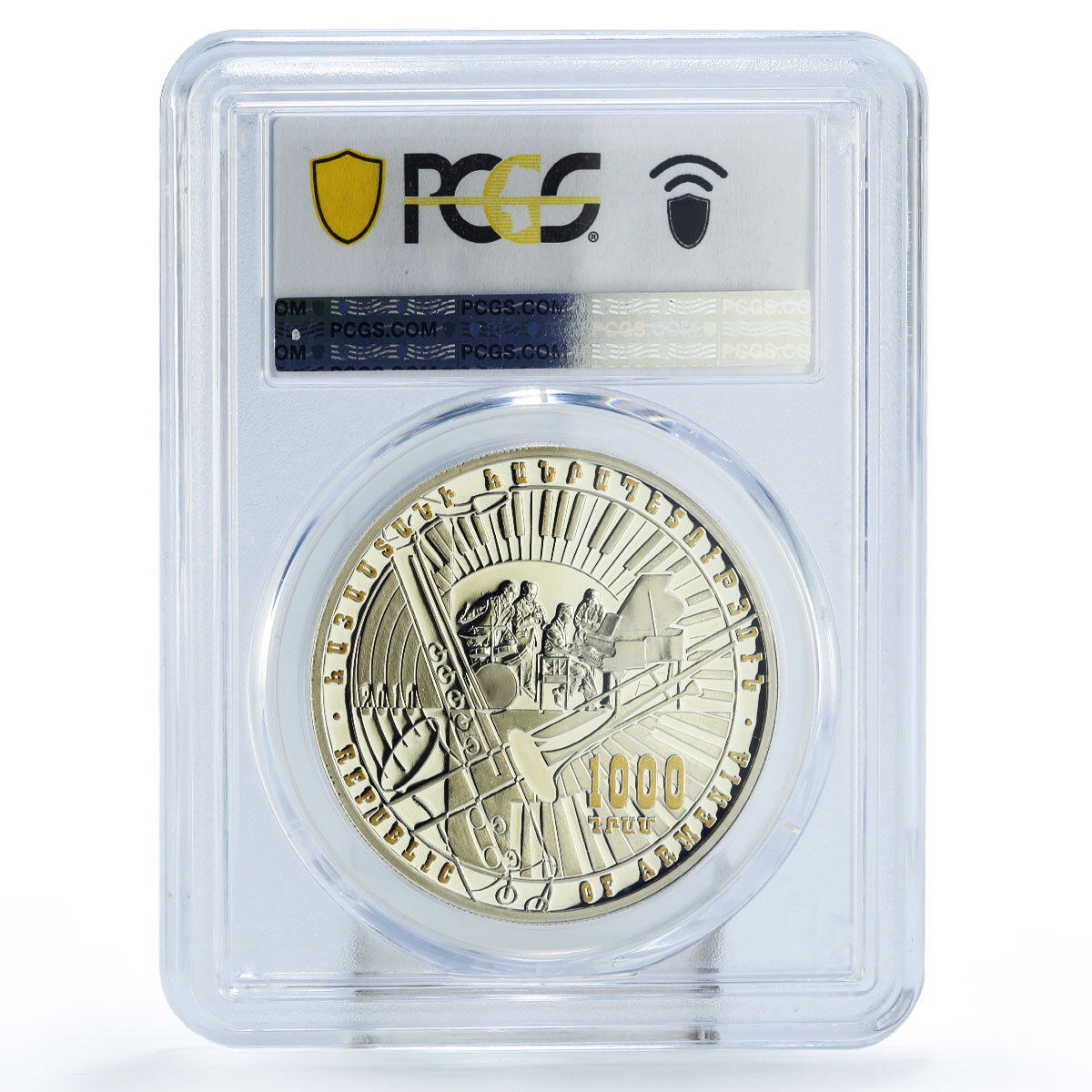 Armenia 1000 dram Jazz Instruments Cello Drums Music PR69 PCGS