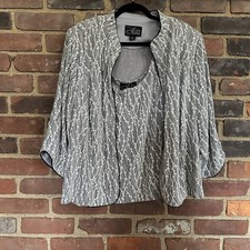 Alex Evenings Silver Metallic Twinset Jacket Tank Set Sparkle Glam 2X
