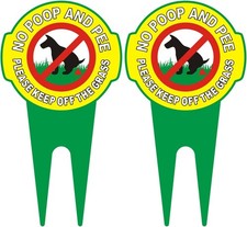 2 Pack No Poop Dog Signs - 12"x6.5" Please Small Signage, Yellow and Green