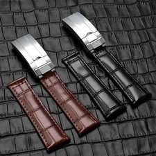 Mens Leather Watch Strap Band 316 Stainless Steel Buckle 20MM Universal Strap