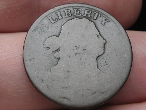 1800-1808 Draped Bust Half Cent With Stems- About Good Details, Brown