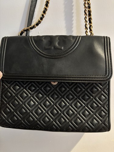 Tory Burch Black Leather Fleming Convertible Bag