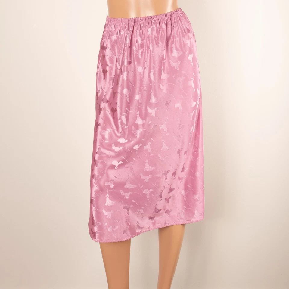 Falda De Colección Para Mujer Rosa Media Sin Mangas Floral Sedosa Satén Abertura Lateral S/M EE. UU. Foto 2 de 4