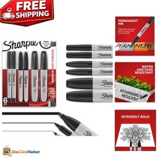Permanent Marker Variety Pack: 6 Black Pens with Chisel, Fine  Ultra-Fine Tips