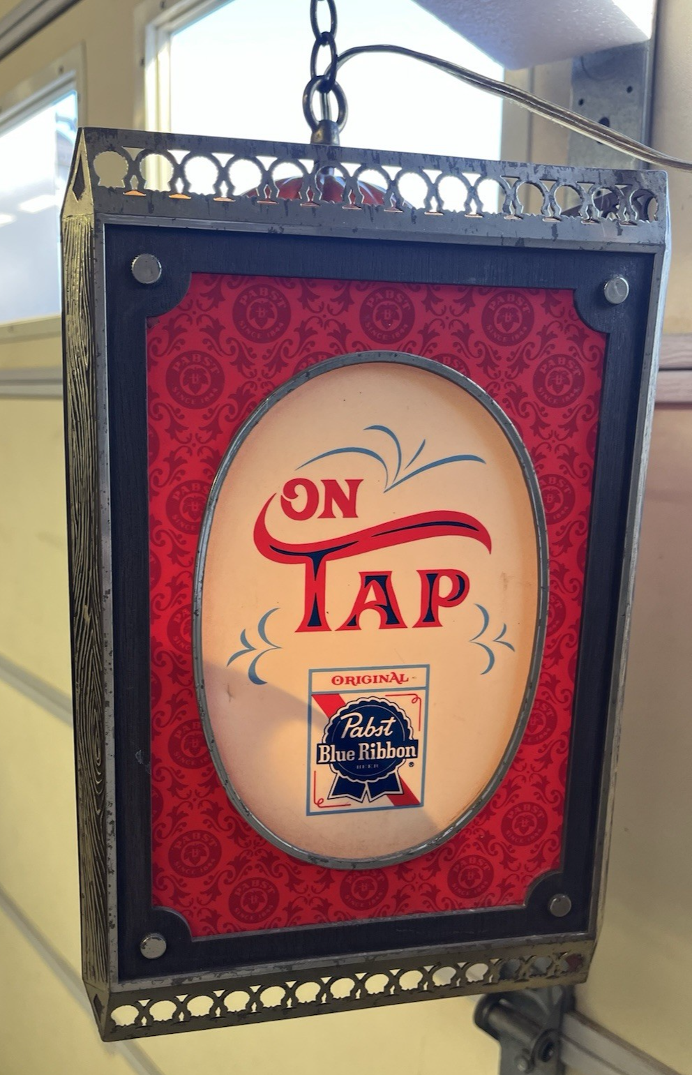 1960s Pabst Blue Ribbon Beer Rotating Hanging 4 Sided Light Motion Sign ...