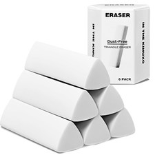 Pencil Erasers, White Erasers for Art, School, Office, Pack of 6
