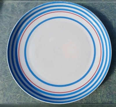 JAMIE OLIVER RED AND BLUE STRIPE DINNER PLATE DISH 27cm LARGE by QUEENS  UK