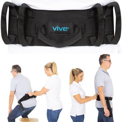 Vive Gait Belt (300lbs) Transfer with Handles 1 Count (Pack of 1), Black 