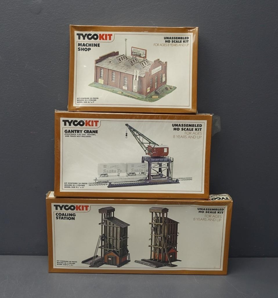 TYCO Lot 3 HO Scale Train Model Kits Machine Shop/Gantry Crane/Coal Station NEW