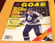 RARE FEB. 1985 NHL GOAL MAGAZINE - RICK VAIVE ON COVER + TURGEON POSTER NM/MT !!