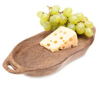 Serviertablett Holztablett Dekotablett Mangoholz Oval Griffe 42,5Cm Tablett