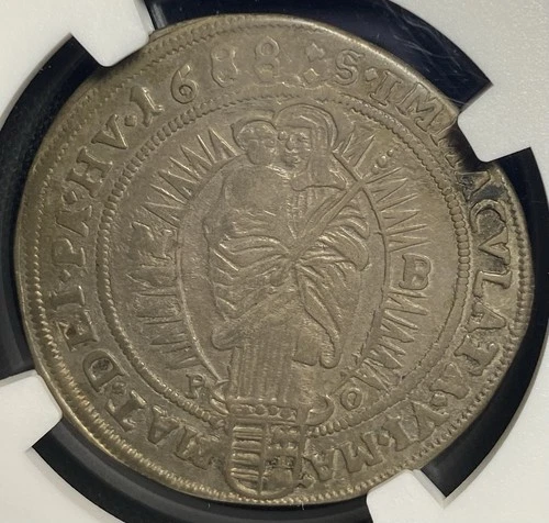 Hungary 1688 Madonna & Child 15K Silver 15 Krajczar Jesus Medieval Coin NGC VF35