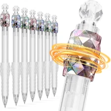 8 Pcs Gel Pens - 0.5Mm Fidget Rotating Black Ink Fine Point Smooth Writing - Sof