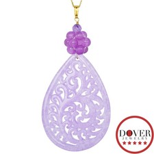 Estate Jade 14K Yellow Gold Carved Swirl Cluster Pear Pendant 8.2 Grams NR