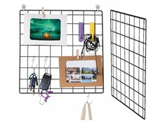 2 Pack Heavy-Duty Grid Wall Panels 12x12 Double Wire Mesh Organizer Black