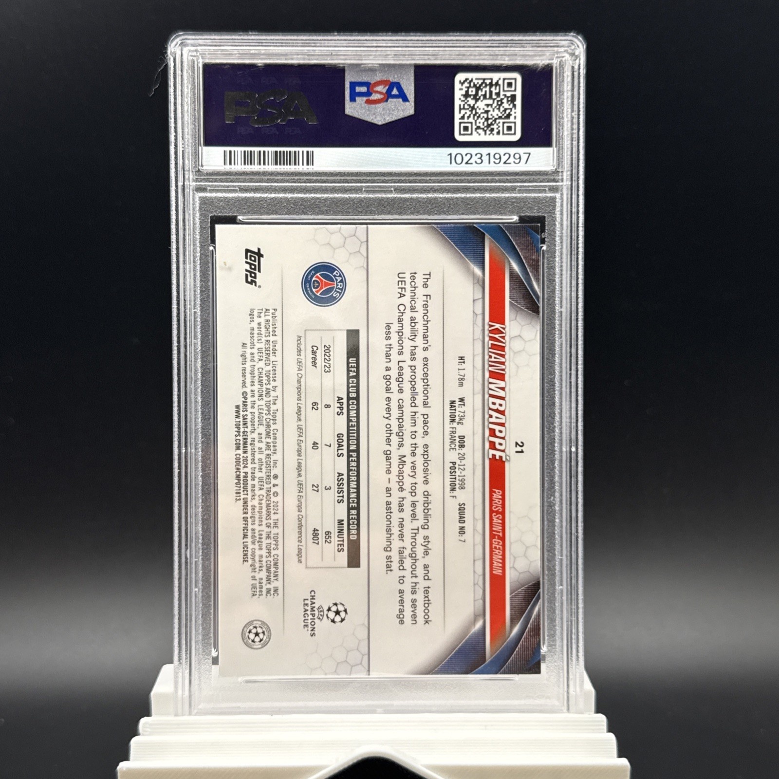 2023-24 Topps Chrome UEFA Club Competitions - Kylian Mbappe #21 Toppsfractor /52 view 4