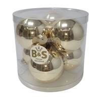 B&S Weihnachtskugeln Christbaumschmuck | Champagner Glanz | 6 St | Ø 8 Cm | Glas