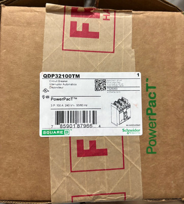 BRAND NEW Square D QDP32100TM 100 Amp 3 Pole Circuit Breaker PowerPact 240V 100A