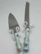 Lillian Rose Cake Knife Server Set Beach Seaside Coastal Mist- Previously Owned