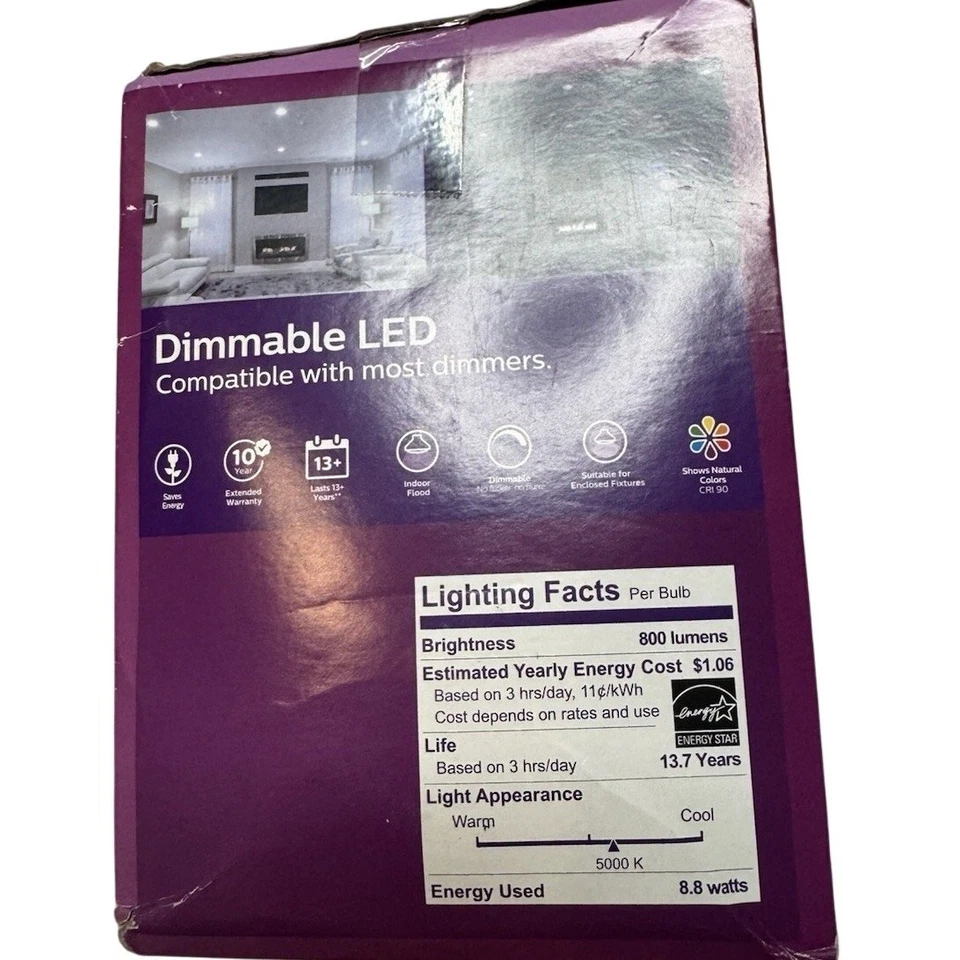 65-Watt Equivalent BR40 Ultra-Definition Dimmable E26 LED Light Bulb Soft White - Image 2 of 2