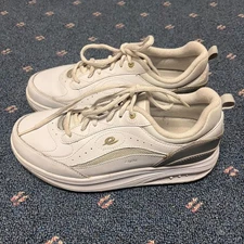 EASY SPIRIT 'Girlpowers' White Leather Sneakers Womens Sz 8.5M Walking Grey Shoe