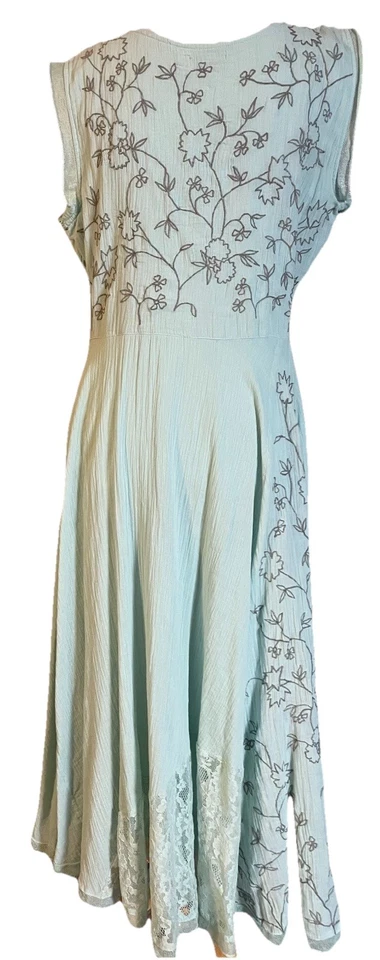 J Peterman вышитый цветочный кружева Dresz 16 Midi порошок синий классический богемное Индия - Изображение 3 из 4