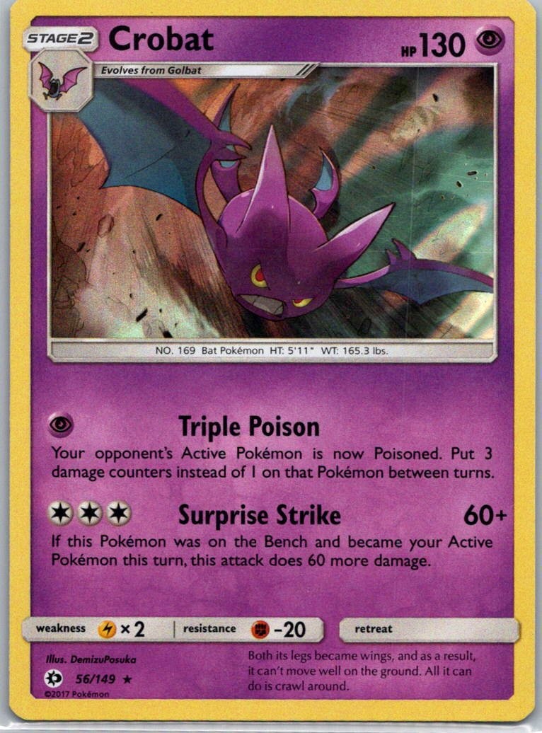 Pokemon TCG Crobat 56/149 Sun Moon Holo NM