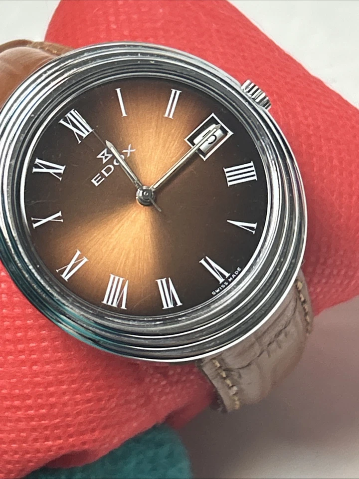 Reloj para hombre raro Edox Disco Volante esfera romana de precisión suiza 422-5200 Foto 3 de 4