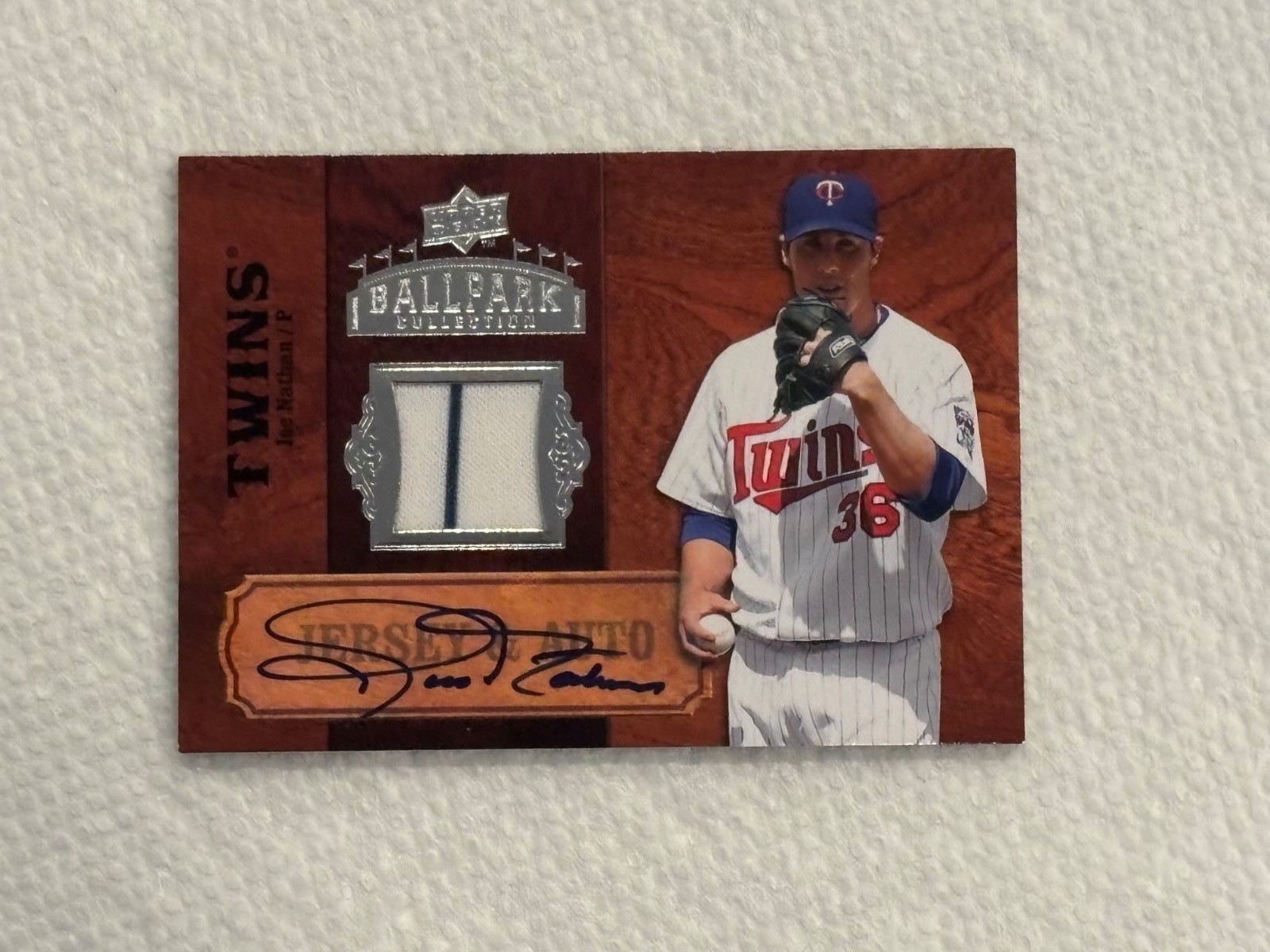 2008 Upper Deck Ballpark Joe Nathan Autograph Jersey #SA-62 Auto Rare