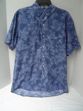 NEW MENS IZOD SALTWATER BLUE FLORAL PRINT SHORT SLEEVE SHIRT  SIZE EXTRA LARGE
