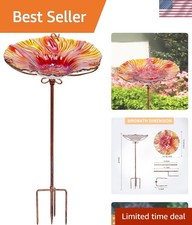 Charming 26-Inch Glass Birdbath for Hummingbirds - Red Waterproof Garden Feature