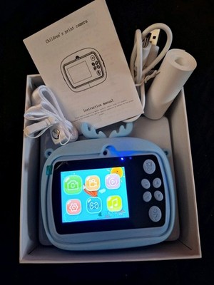 Blue Giraffe Mini Kids Digital Camera Camcorder Instant Print Complete Set EUC