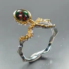 Jewellery Natural Black Opal Ring 925 Sterling Silver Size 6.5 /R474106