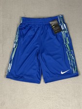 New Nike Trophy Big Kids Boys All Over Print Shorts CU8968-480 Royal Blue Size L