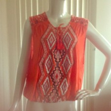 Free People Boho-Chic  Orange Sleeveless Blou...