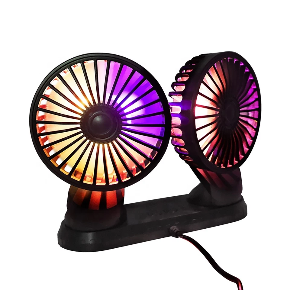 USB Dual Head Car Fan 3-Speed Adjustable Quiet Cooling Desk Portable Mini Fan - Image 4 of 4