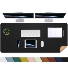 Large Desk Mat 47.2" x 17" Leather Desk Pad Protector with Natural Cork PU ...