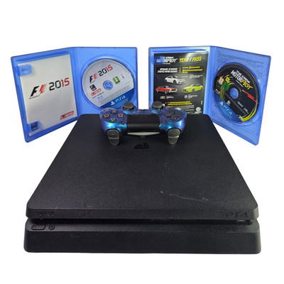 PlayStation 4 Slim 500GB CUH-2216B + 2 Games + Blue Controller - CUH-2216B