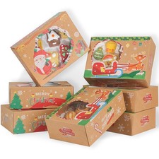 12 Pack Christmas Cookie Boxes With Window Treat Gift Box 8.25x6x2.75 Inch