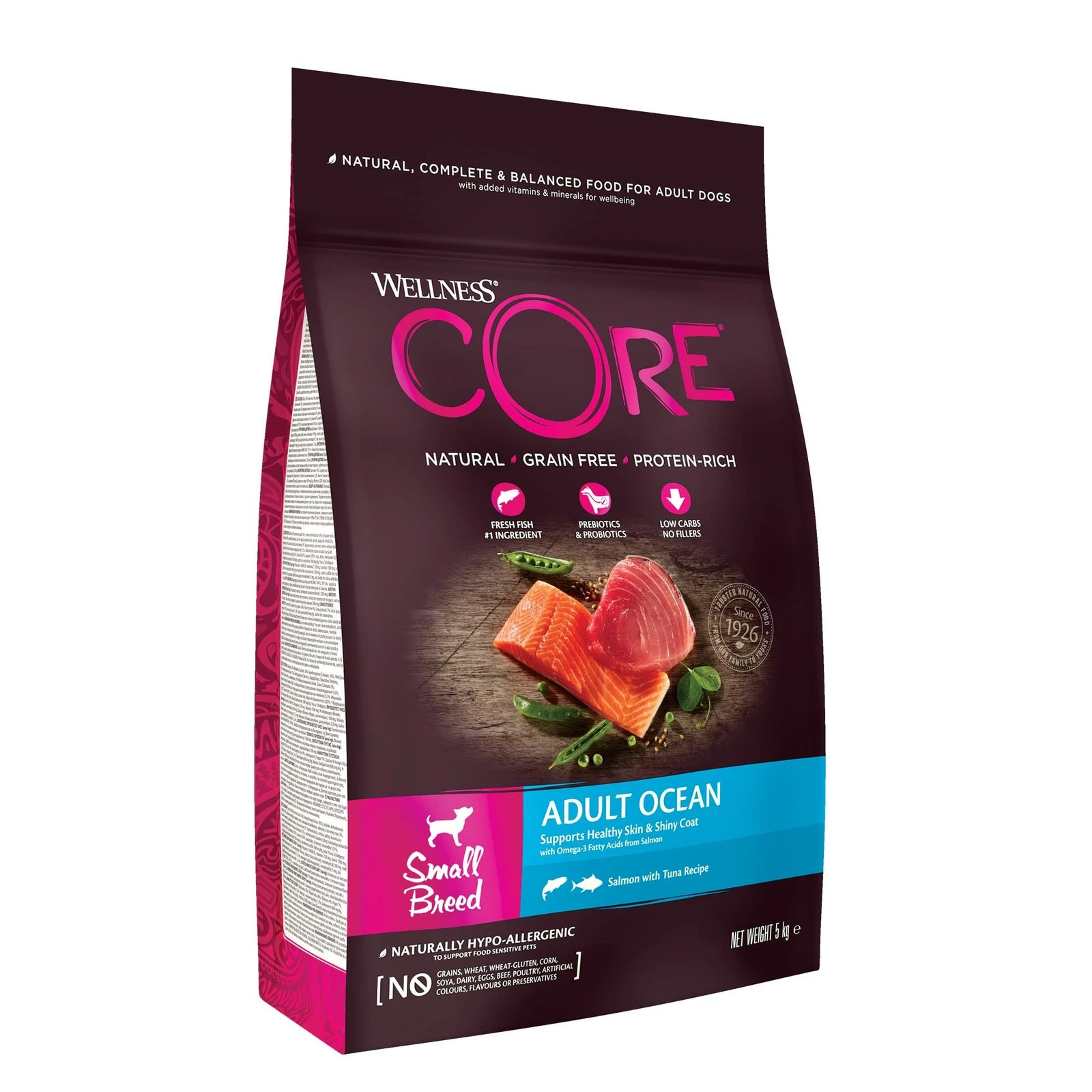 Wellness CORE Small Breed Ocean, 5kg, Salmon & Tuna, Dry Dog Food for Small