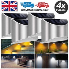 4 PACK STAINLESS STEEL SECURITY SOLAR WALL LIGHTS OUTDOOR FENCE POST STEP LIGHTS