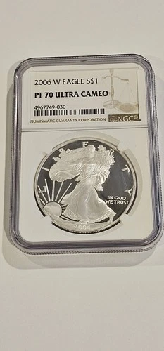 2006 W Proof American Silver Eagle S$1 NGC PF70 Ultra Cameo BOX
